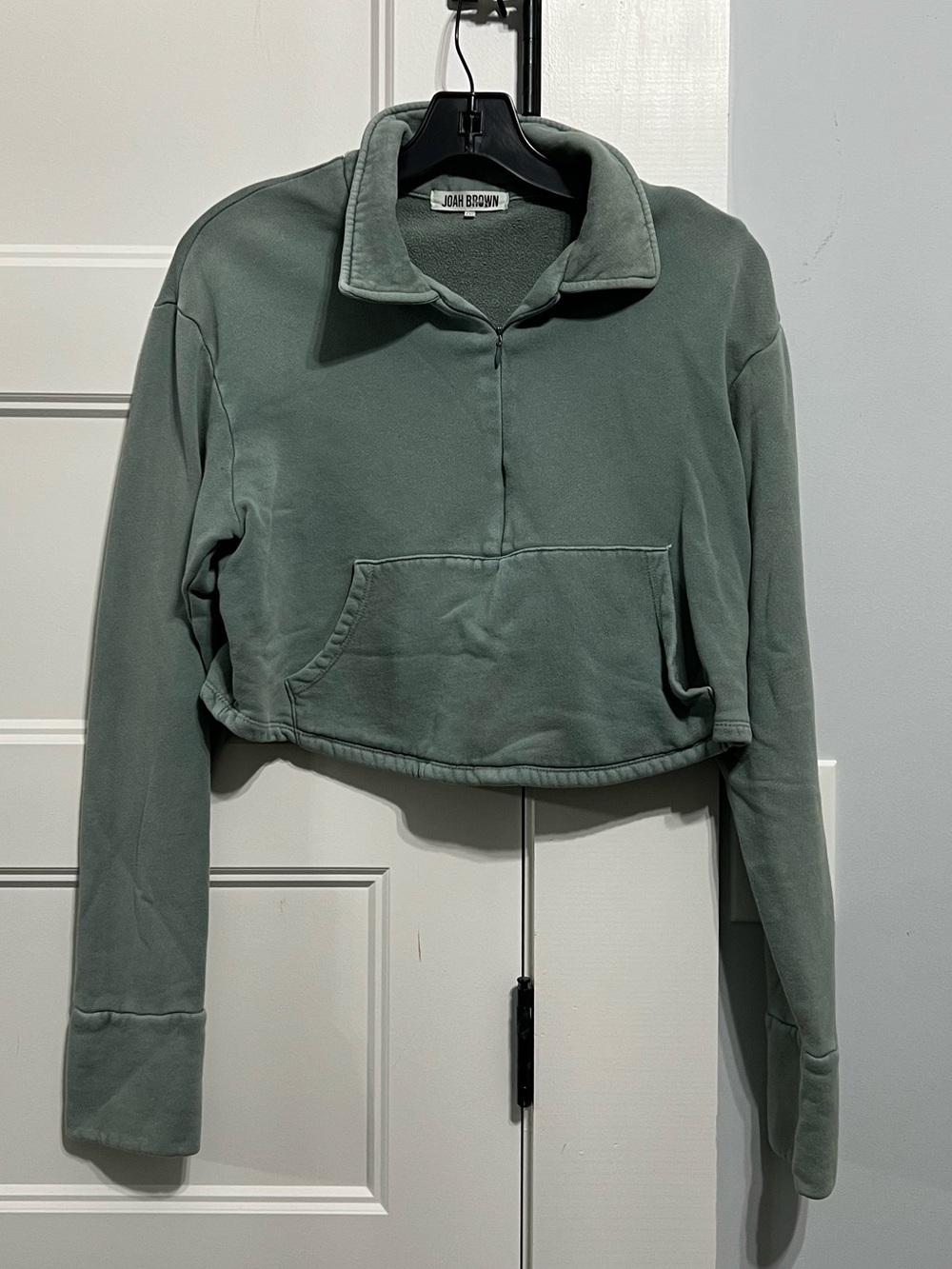 Joah Brown Crop Zip Sweatshirt